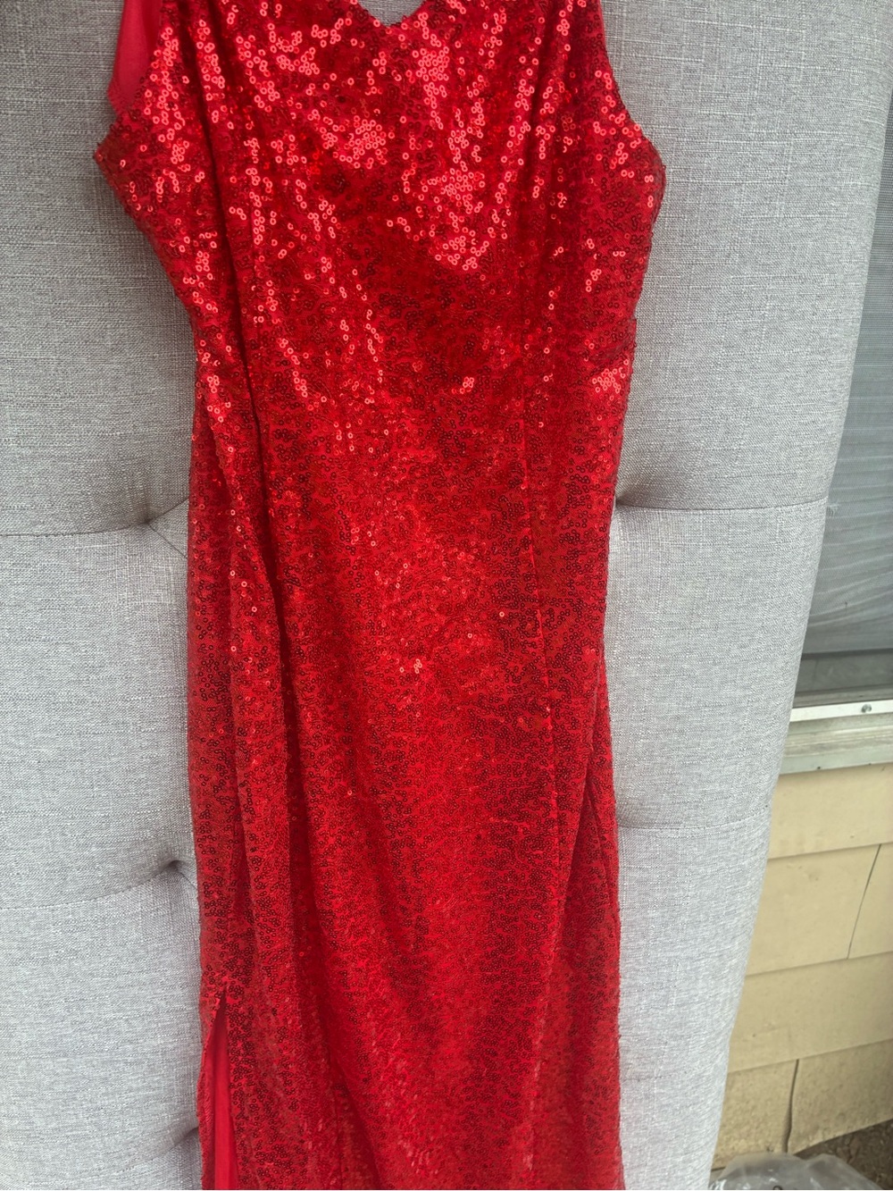Elegant Red Sequin Maxi Dress - Formal Evening Gown
